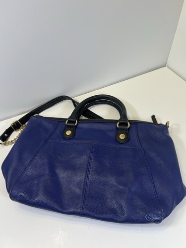 Emma Fox Leather Navy Blue Black color block shoulder double handle purse, Logo - Picture 2 of 4