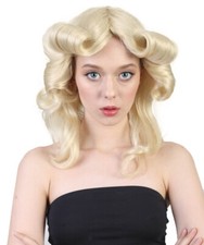 HPO Adult Women  s Fancy Blonde Long Curly Goddess Wig for Halloween, HW-258
