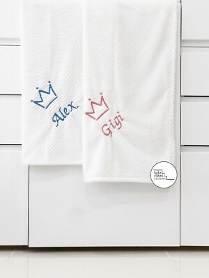 Personalisierter Name 2 Luxus & weiche Waffeldecken Geschwister Zwilling passendes Paket