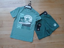 NWT- Converse All Star - 2 piece set Shirt Shorts - Boy - Green - 8 - 10 S Youth