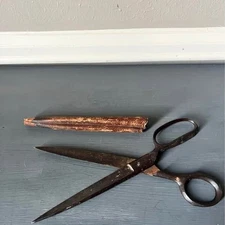 Antique Tailor Shears/Scissors with Leather Case