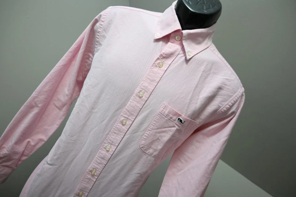 Vineyard Vines Slim Fit Tucker Dress Shirt Whale Pink Long Sleeve Mens Medium - Image 4 of 4