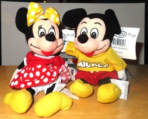 Vintage Disney Store Bean Bags Plush Spirit  Mickey & Minnie NWT 8"