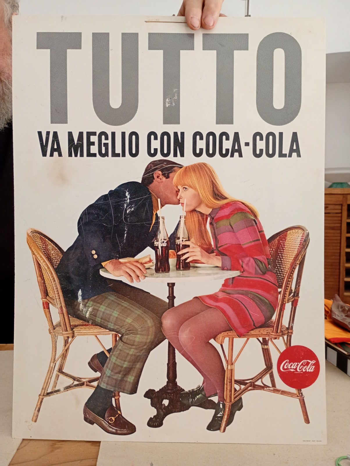 POSTER COCA COLA RASSIMO.PLASTIFICATO 40X55 COME DA FOTO MADE IN ITALY