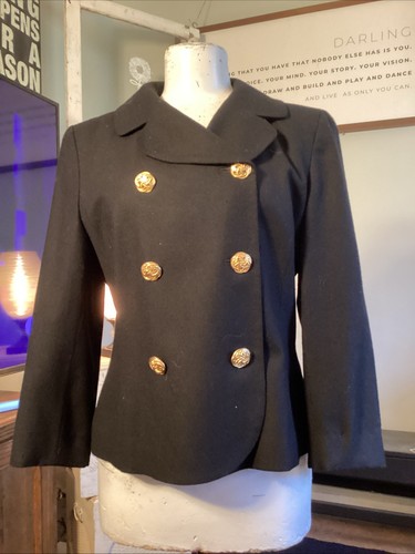 Pendleton 100% Schurwolle Blazer Sakko Gr. 10 schwarz zweireihig Goldknopf - Bild 1 von 11
