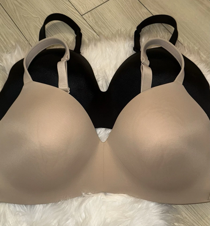 2 camisetas Cacique ligeramente forradas sujetadores sin alambre para mujer 42DD beige negro Foto 3 de 4