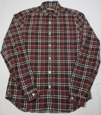 Burberry Brit Men s SM Maroon Plaid Button-Up Long Sleeve Shirt