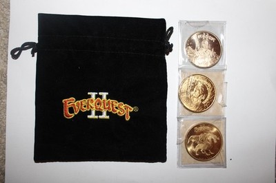 Everquest II Collector Series Coins - All 3 Coins, mint, new with Pouch Bag