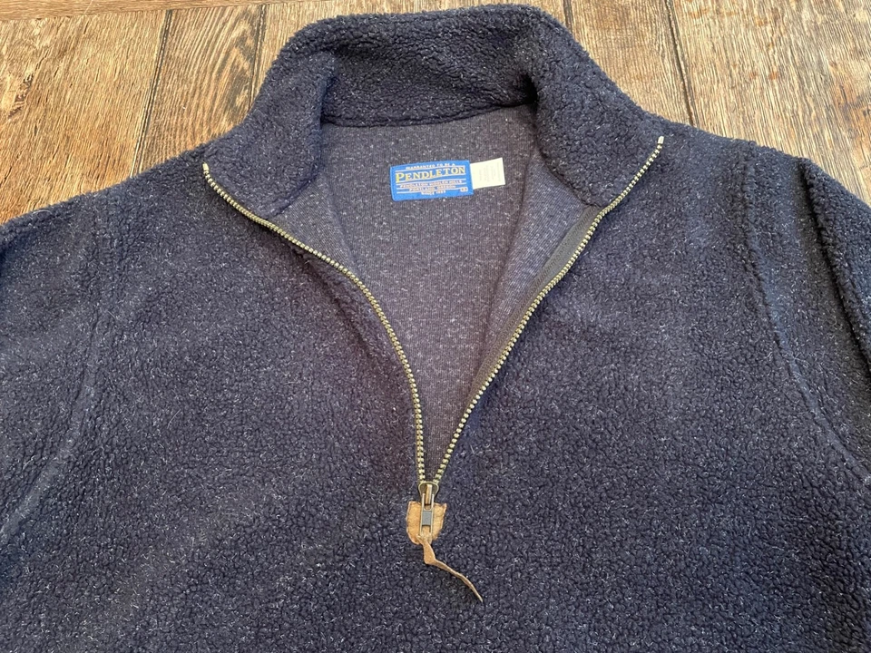 PENDLETON men's S small blue 1/2 zip Sherpa Fleece Pullover Sweater outdoors WOW - Image 3 of 4