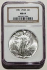 1987 S $1 AMERICAN SILVER EAGLE NGC MS69 BROWN LABEL