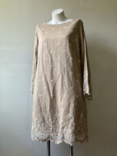 Sundance | Royal Beauty Beige And White Embroidered Shift Dress