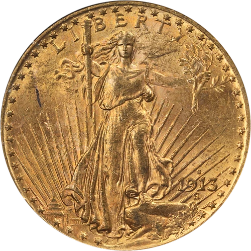 1913-S Saint-Gaudens Gold $20 PCGS MS62 Nice Luster Nice Strike
