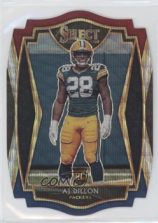 2020 Panini Select Premier Level Tri-Color Prizm Die-Cut AJ Dillon #165 05ti