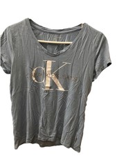Calvin Klein T-Shirt Women s Small Blue Spell Out Logo.. 14733