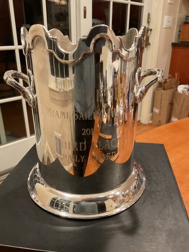 Bacardi Miami Sailing Week Vintage Silver-Plate Trophy /Champagne Bucket -2011