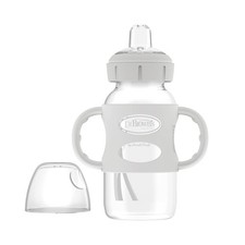 Dr Brown's Milestones Wide Neck Sippy Spout Bottle With Handles Gray 6M 