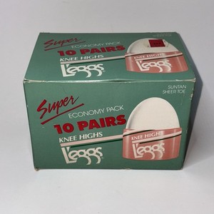 Vintage L’eggs Knee Highs Stocking Super Economy Pack 10 Pairs Suntan Sheer Toe