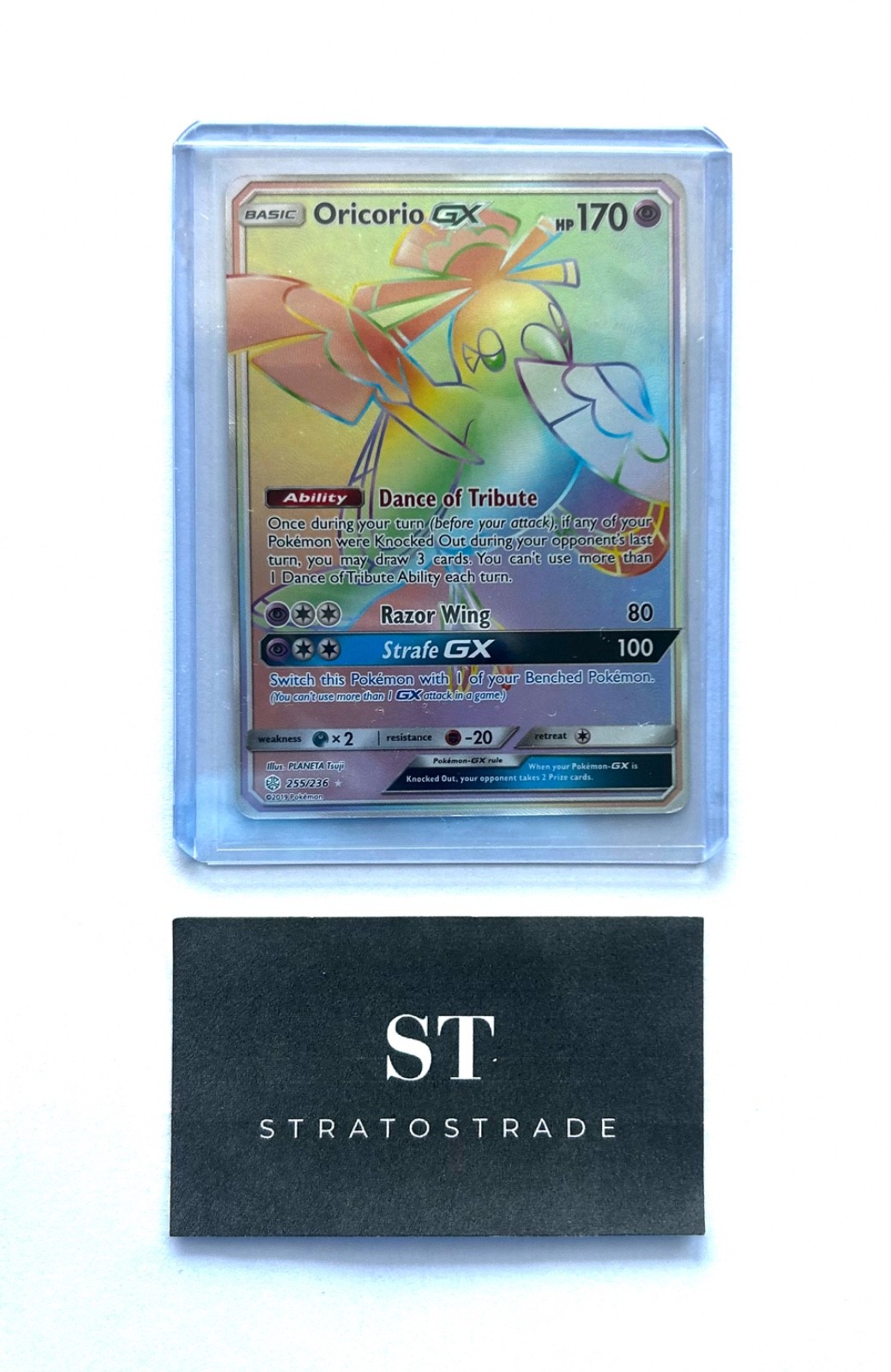 Pokemon Oricorio GX 255/236 Cosmic Eclipse S&M Rainbow Secret Rare Full Art MP