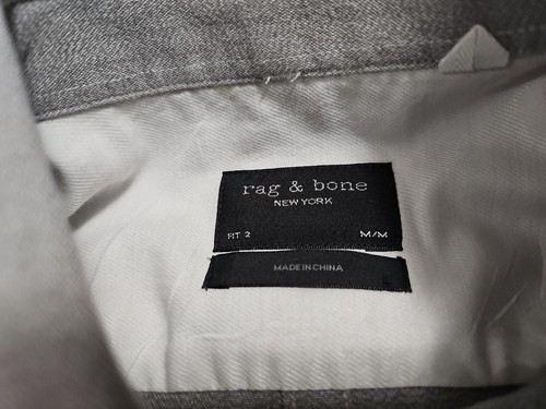 Rag & Bone Fit 2 Linen Blend Light Gray Oxford Button-Up Long Sleeve Shirt SZ M - Picture 6 of 15