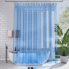 Extra Long Shower Curtain Liner, Clear Blue Shower Liner 84 Inches Long, 72X84 P