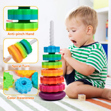 Montessori Rainbow Stacking Tower - Educational Baby Puzzle Toy