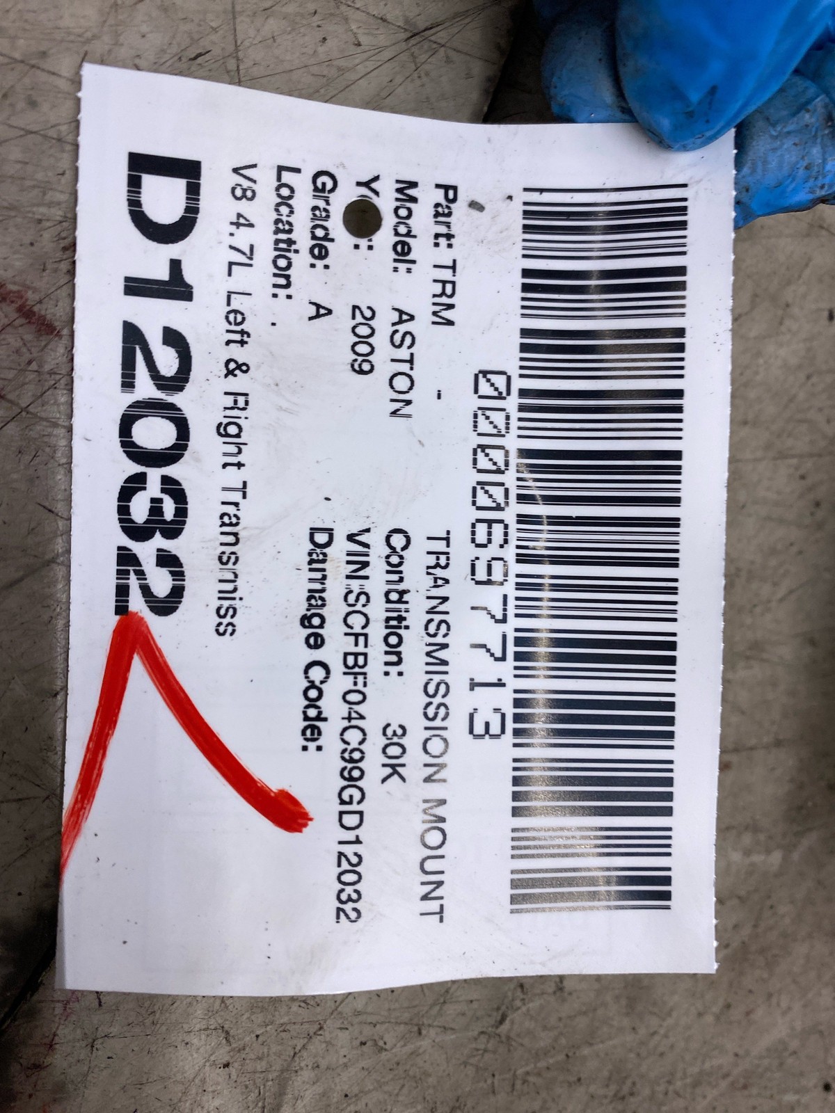 2009 Aston Martin Vantage V8 4.7L Left & Right Transmission Hydramount Set 2 Pcs