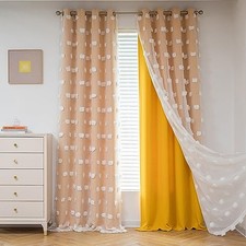 Nursery Curtains for Girl Room Yellow 52"W x 72"L Pack of 2 Mustard Yellow