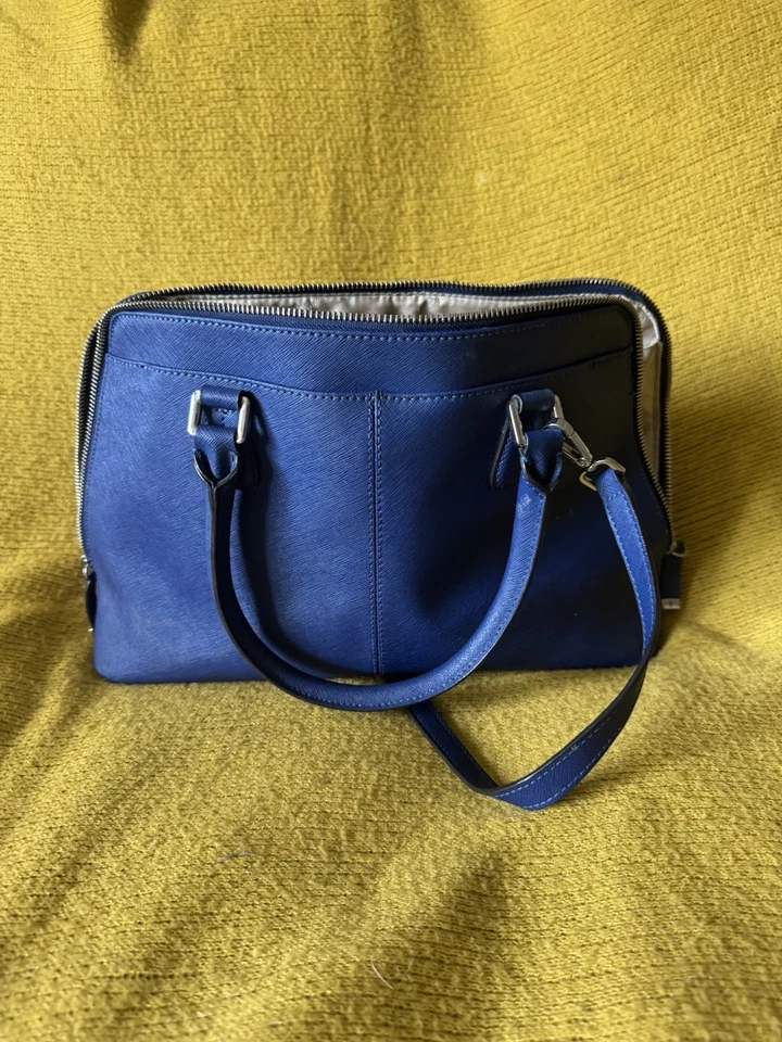 Calvin Klein дизайнер плеча/дамская сумка сумочка кобальт синий и серебро Saffiano - Изображение 3 из 4