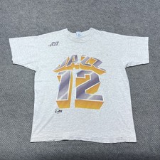 Vintage 90s Salem Utah Jazz  12  Jersey Double Sided T-Shirt Large Men  s White