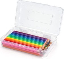 1 Pack Plastic Pencil Box Large Capacity Pencil Boxes Clear Boxes W/ Snap-tight