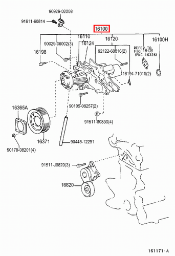Genuine Toyota Mark 2 Blit JZX110 Soarer JZZ30 1JZ GTE 2.5 Petrol Water Pump - Picture 8 of 9