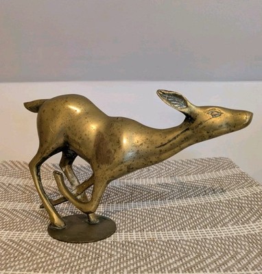 Messing Reh Reh läuft Vintage Ornament Wohndeko Tier Figur