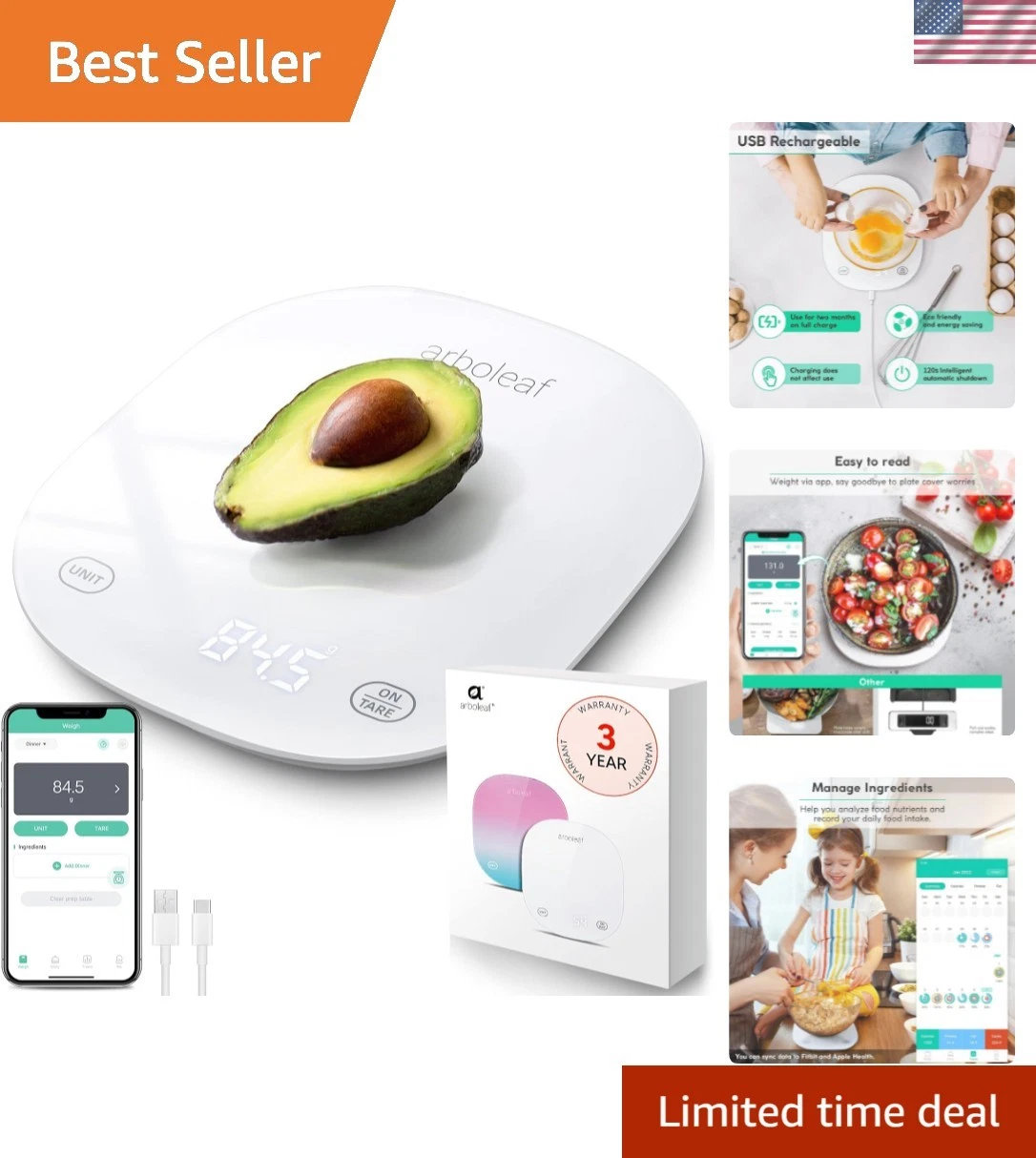 Smart Food Kitchen Scale, 22lb Digital Food Scale with Nutritional Calculator...
Opens in a new wind