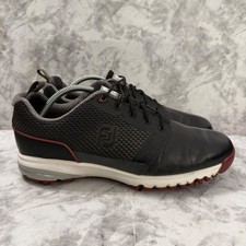 Footjoy FJ Contour Fit Golf Shoes Mens 10.5 Black Leather Low Athletic 54098