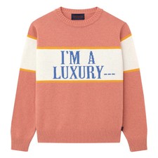 Gyles George Iconic "I'm a Luxury" Cotton Sweater in Pink Size M