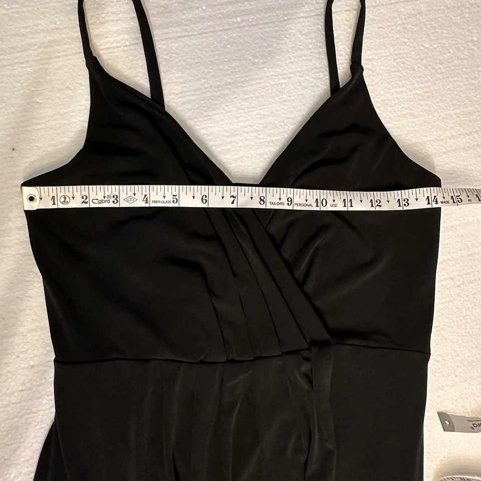 Maxi Vestido Express Negro Sin Mangas Cuello en V Abertura HOCO Formal Fiesta Noche S Foto 3 de 4