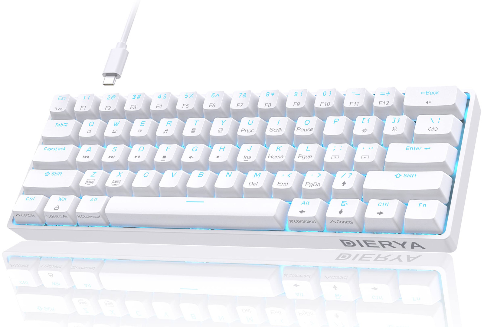 60% DK61se Wired Mechanical Gaming Keyboard with Red Switches and LED Backlight-image