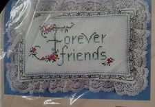 Vtg.Creative Circle #1959 *Forever Friends* Mini Pillow Embroidery NIP 6.5 X 8.5