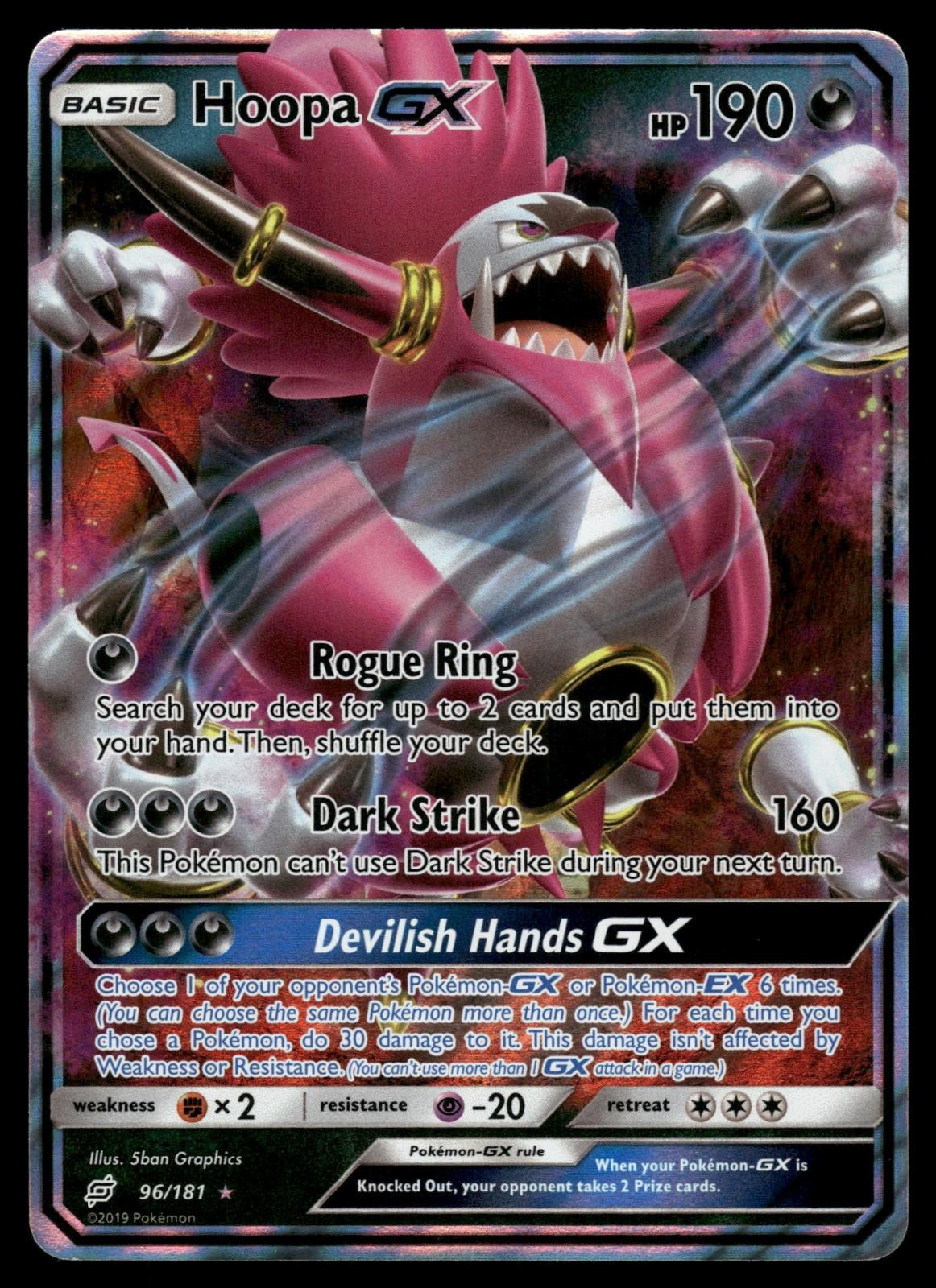 Hoopa GX 96/181 Holo GX Rare Team Up Pokemon Near Mint
