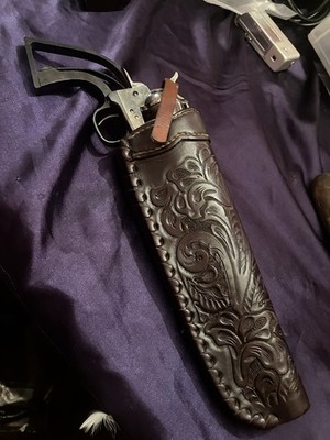 Custom Hand Tooled Western Style Single Loop Leather Holster  Colt SAA RH