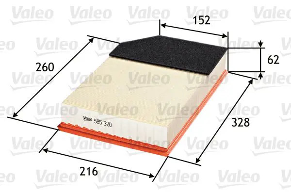Filtro aria Cartuccia filtro 585320 VALEO per VOLVO XC90 I VAN XC90 I