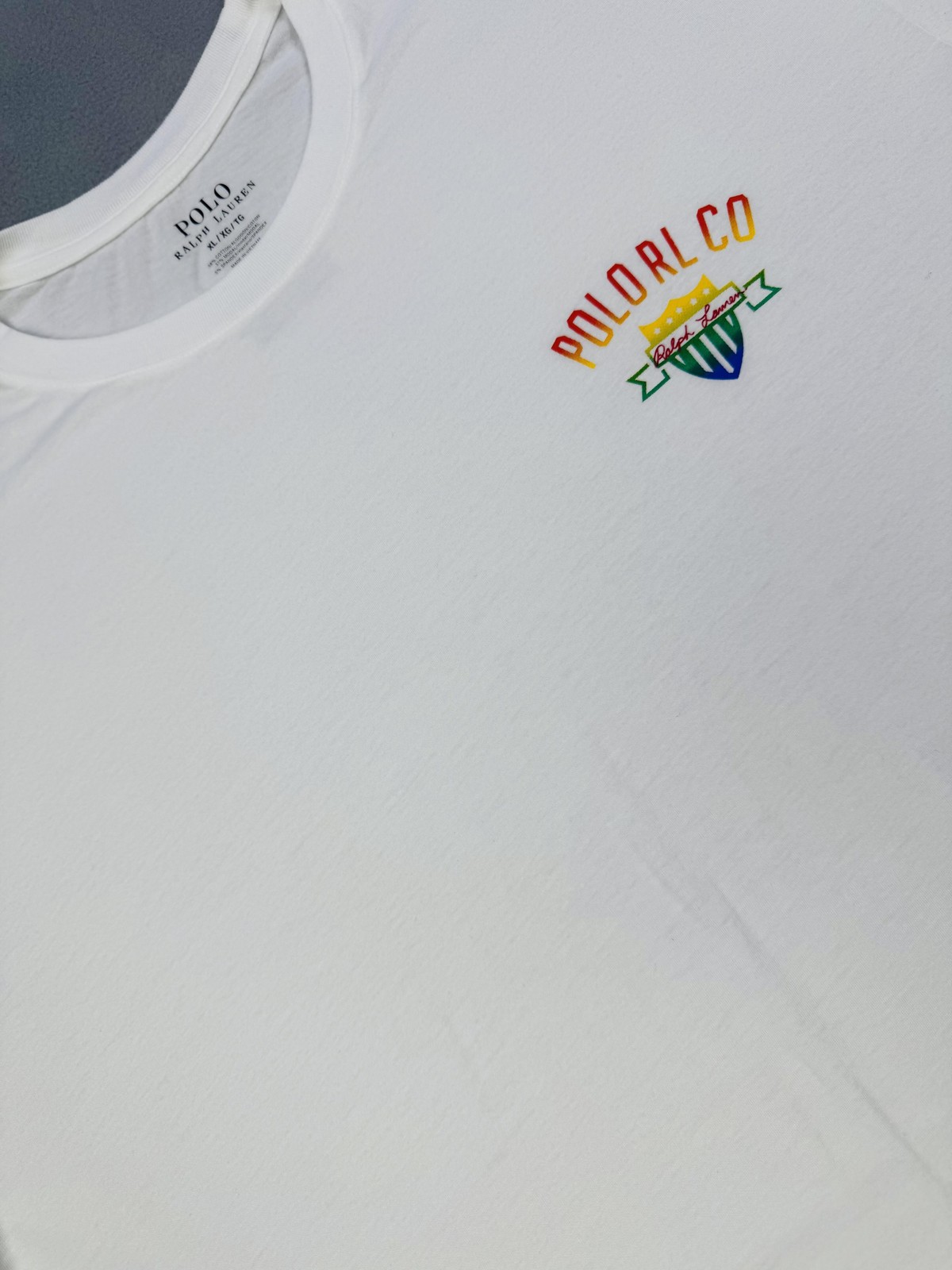 Polo Ralph Lauren Shirt Mens XL White Polo RL Co Shield Logo Graphic Tee