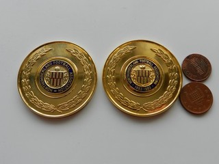 2 BOXED ENAMEL MEDALS NORTHUMBERLAND FOOTBALL ASSOCIATION. 1980s