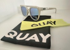 New QUAY sunglasses Noosa Pearl Marble/Blue Mirror Cateye w/Case