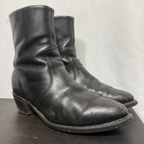 Durango Western Boots Men's 9 Black Side Zip Roper USA Made Vintage ...