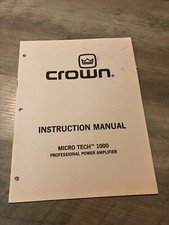 Crown Manual Micro Tech 1000 Professional Power Amplifier