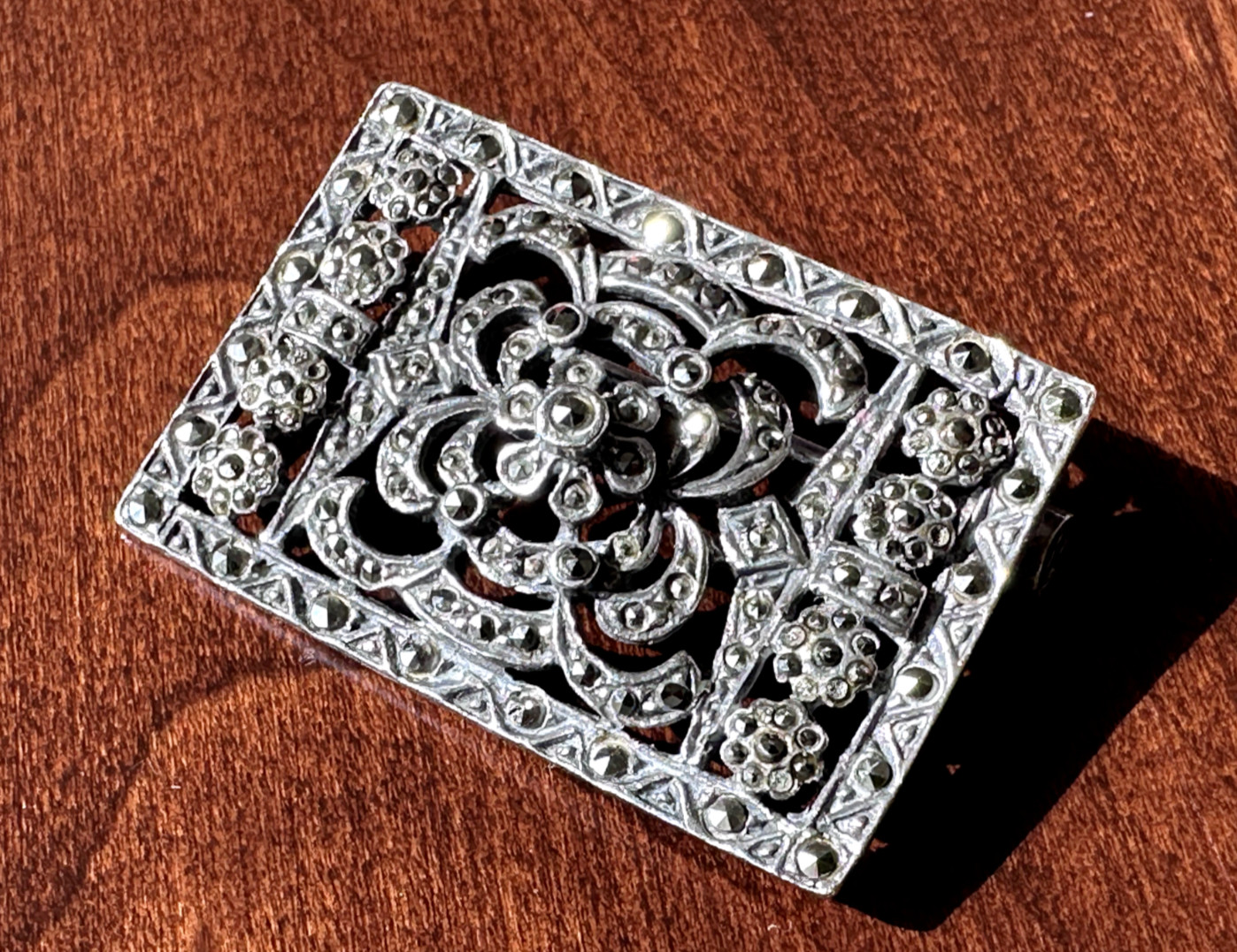 SPARKLING ANTIQUE RECTANGULAR STERLING & MARCASIT… - image 14