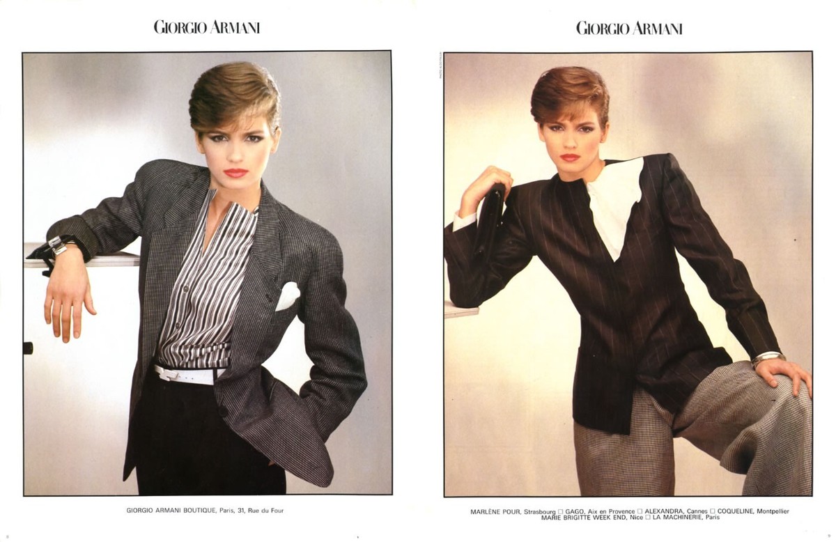 1980 Armani Aldo Fallai Gia Carangi fashion 2-page MAGAZINE AD | eBay