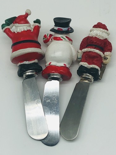 Babbo Natale pupazzo di neve set di 3 coltelli per burro spandiconcime in acciaio inox A1 - Foto 4 di 5