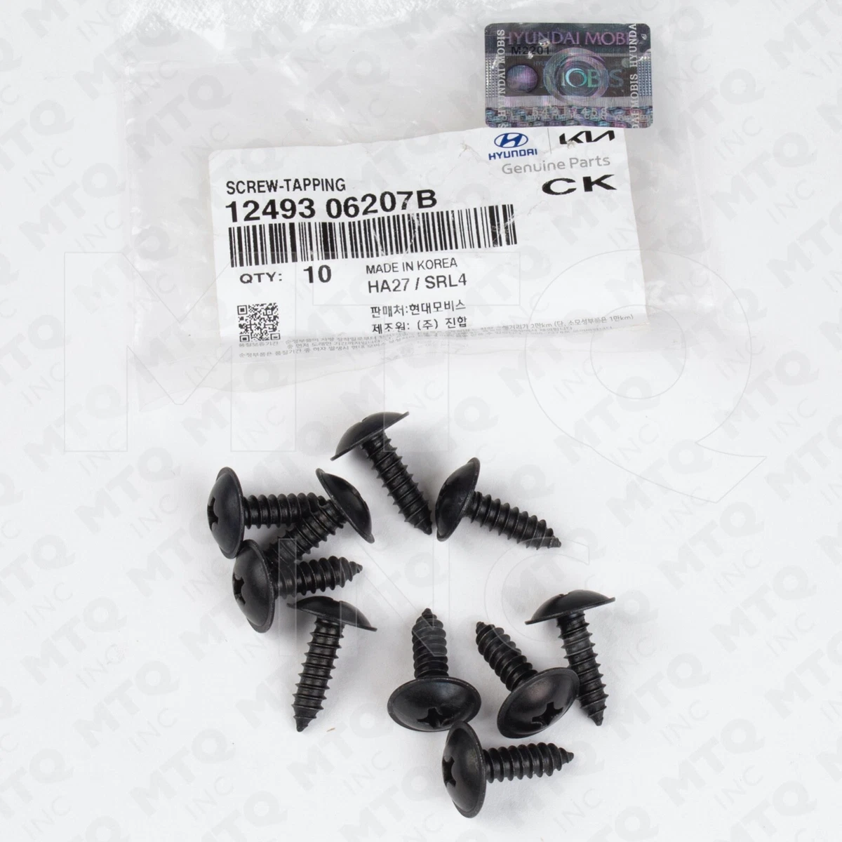 10PC) Genuine OEM Hyundai Kia Fender Liner Screw 12493-06207B | eBay